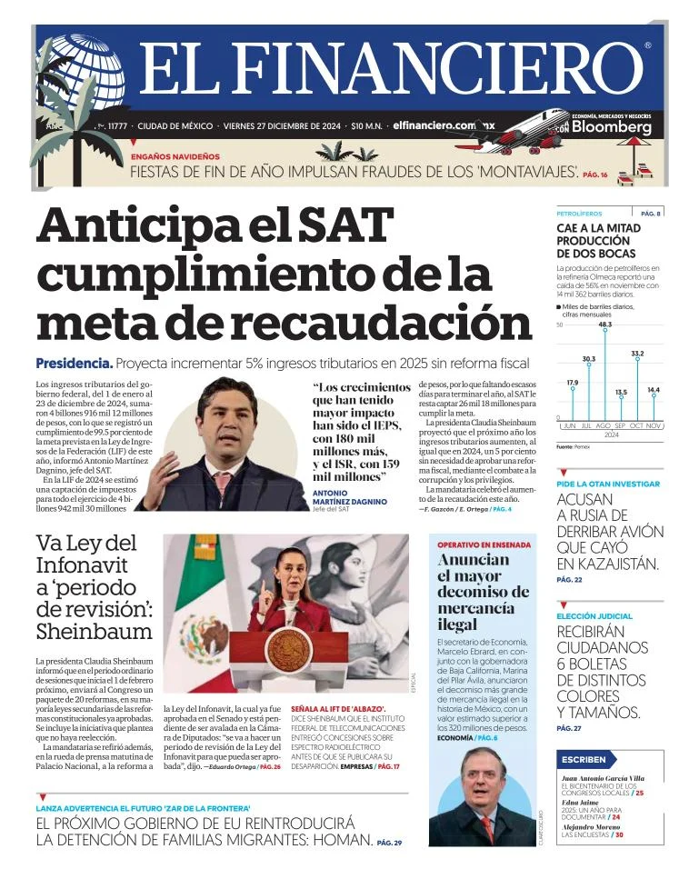 Portada de El Financiero