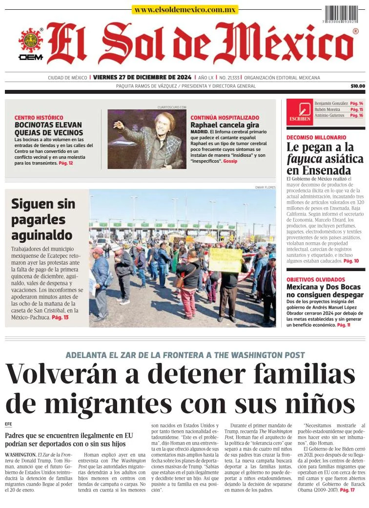 Portada de El Sol de México