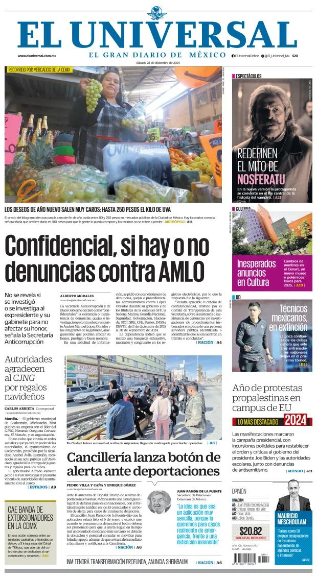 Portada de El Universal