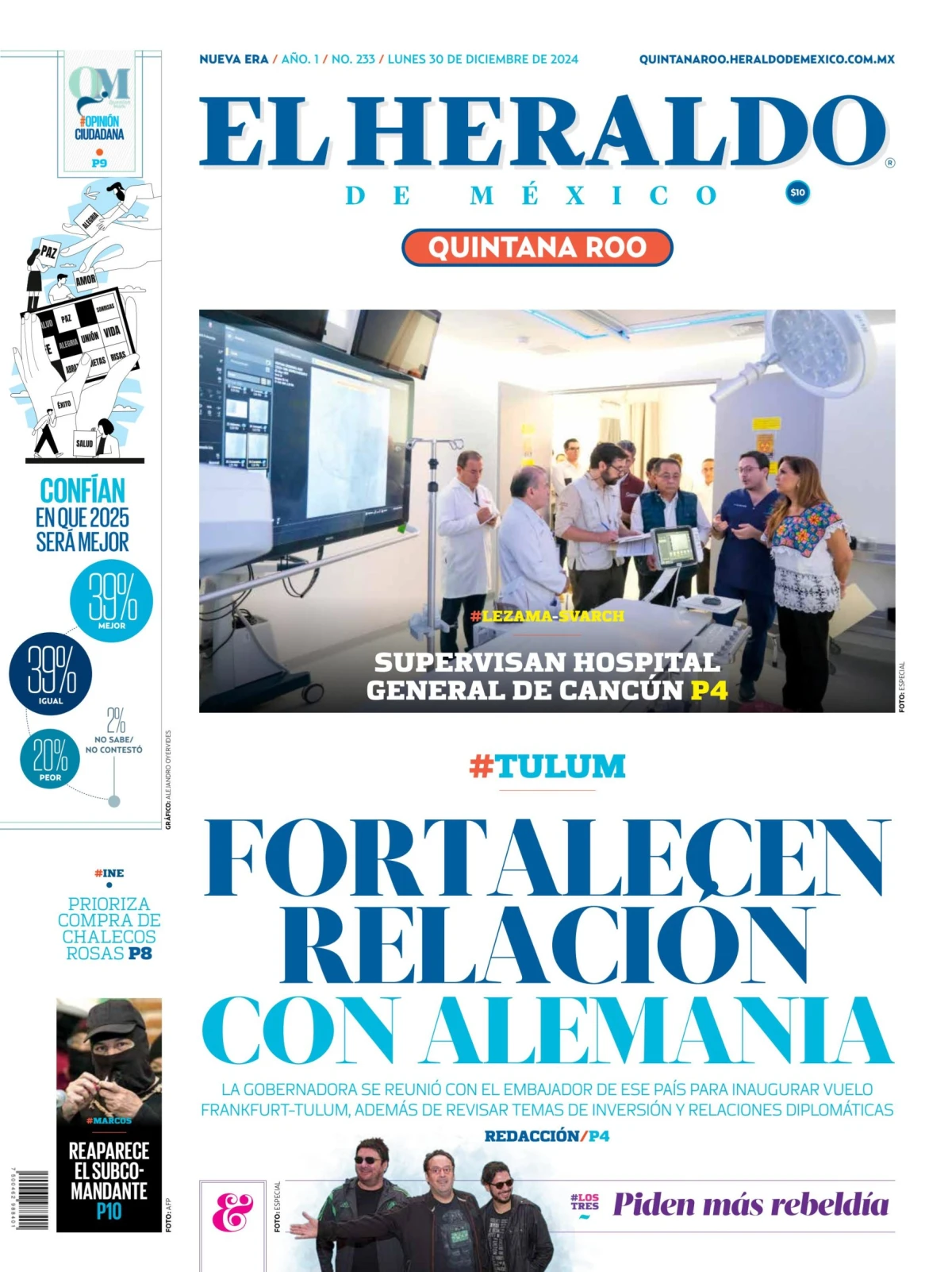 Portada de El Heraldo de Mexico Quintana Roo