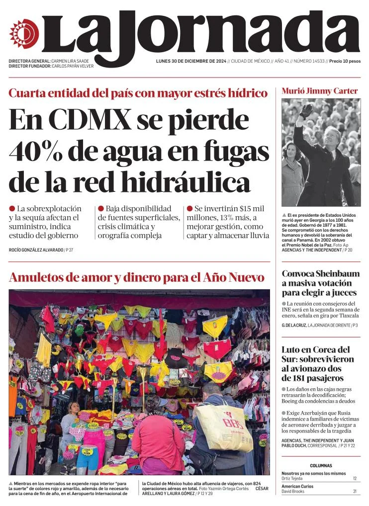 Portada de La Jornada