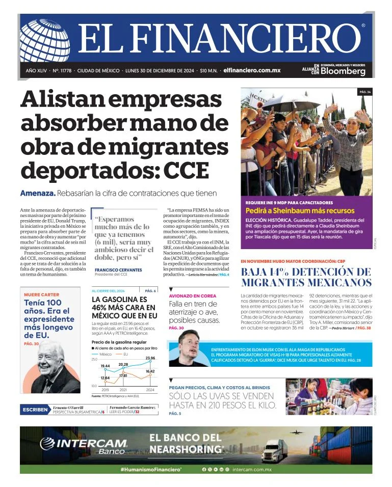 Portada de El Financiero