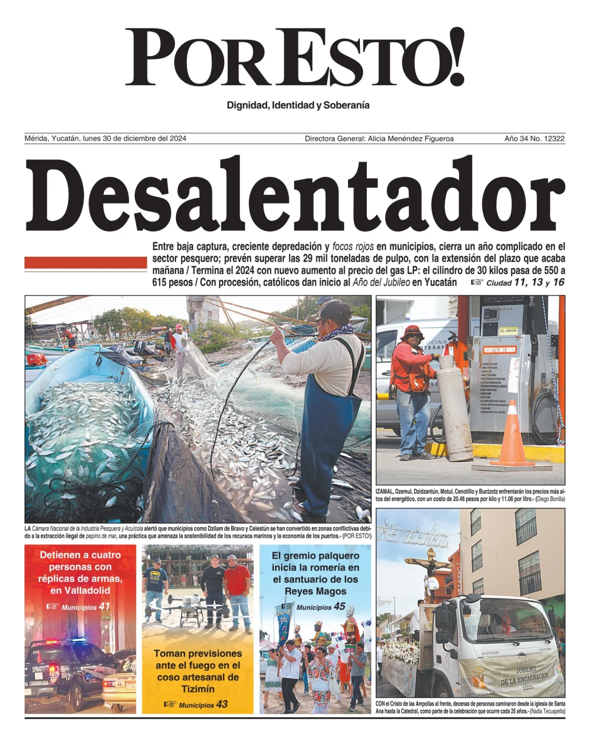 Portada de Por Esto (merida, Yucatan) del lunes, 30 de diciembre de 2024