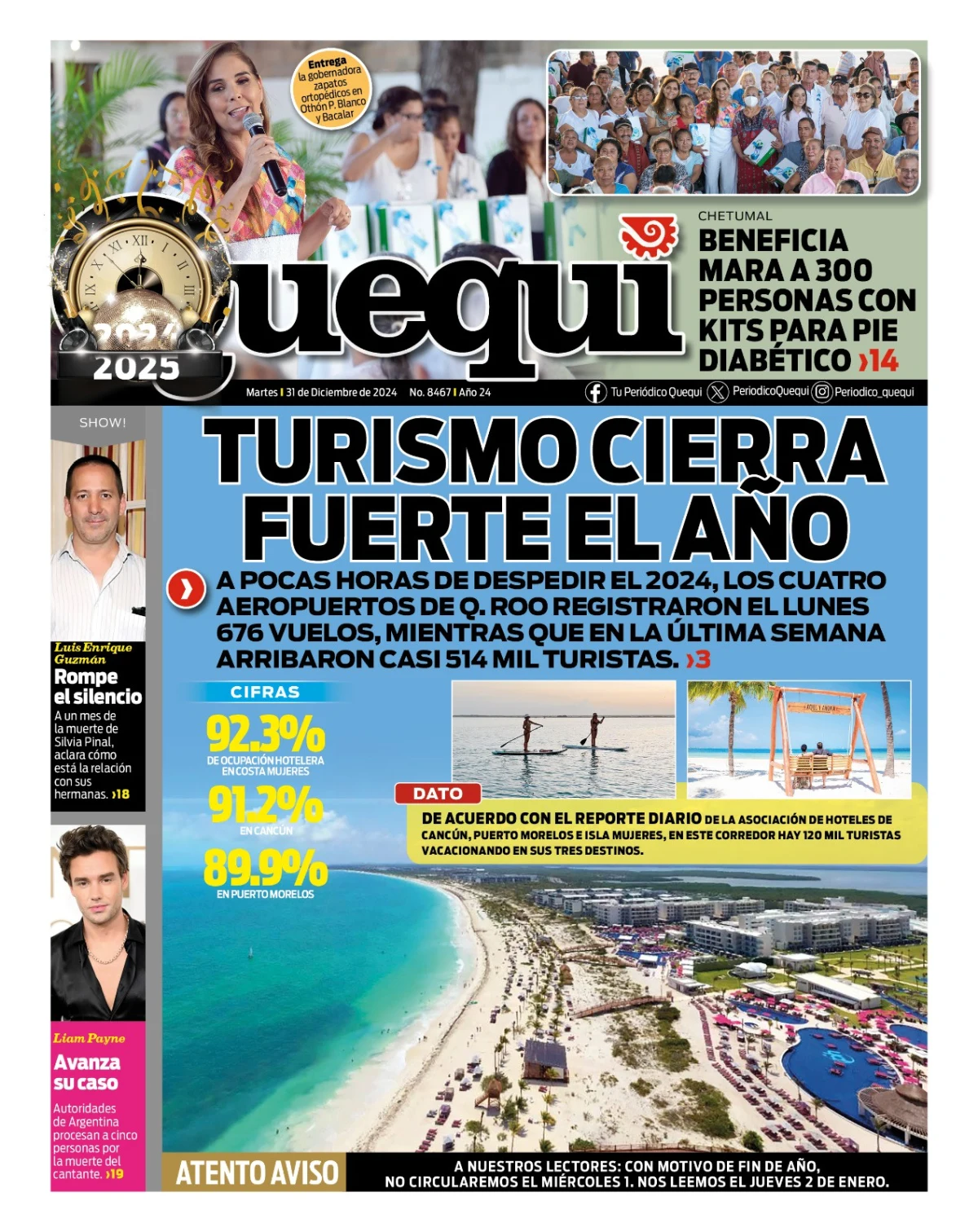Portada de Quequi del martes, 31 de diciembre de 2024