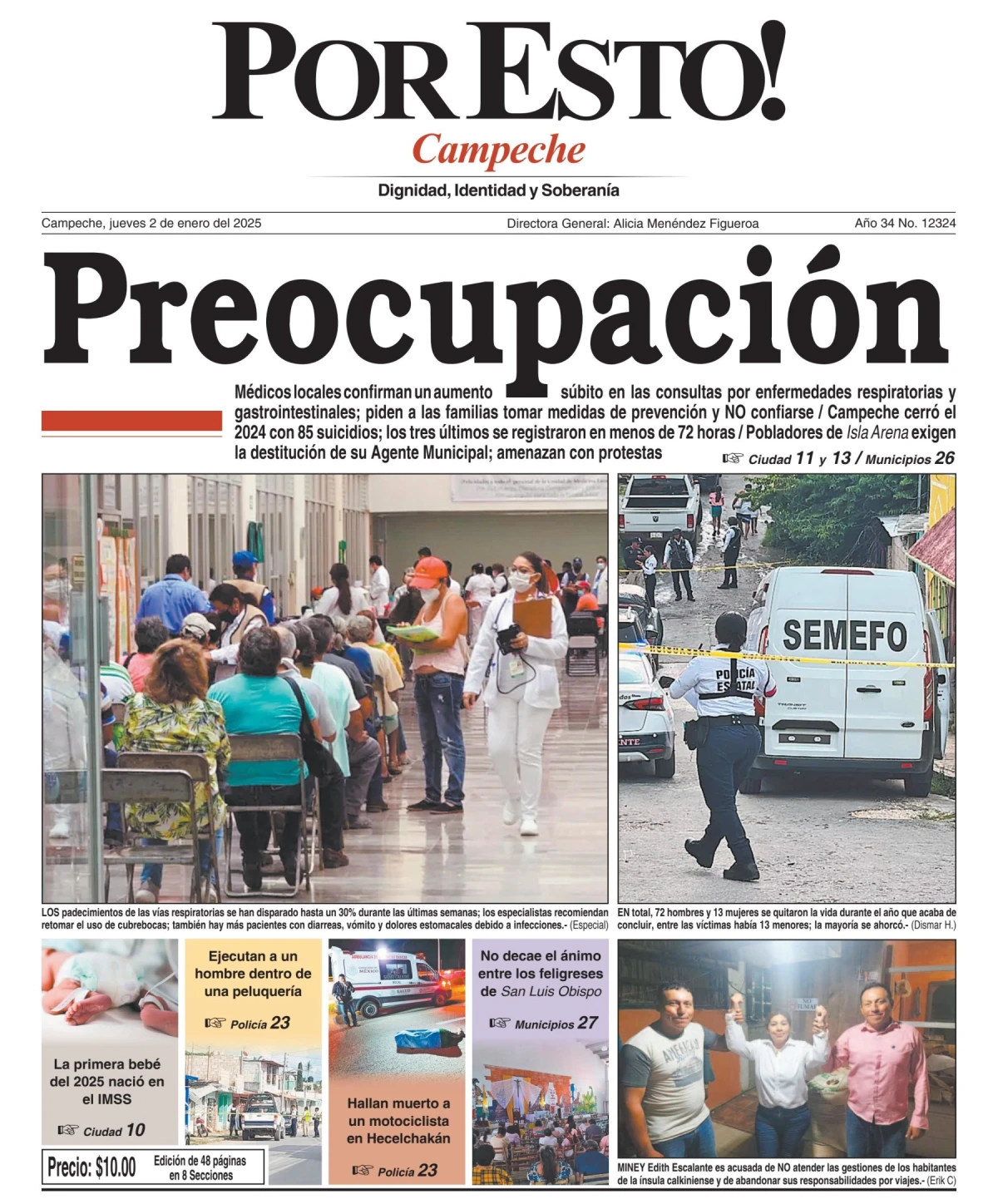Portada de Por Esto (campeche) del jueves, 2 de enero de 2025