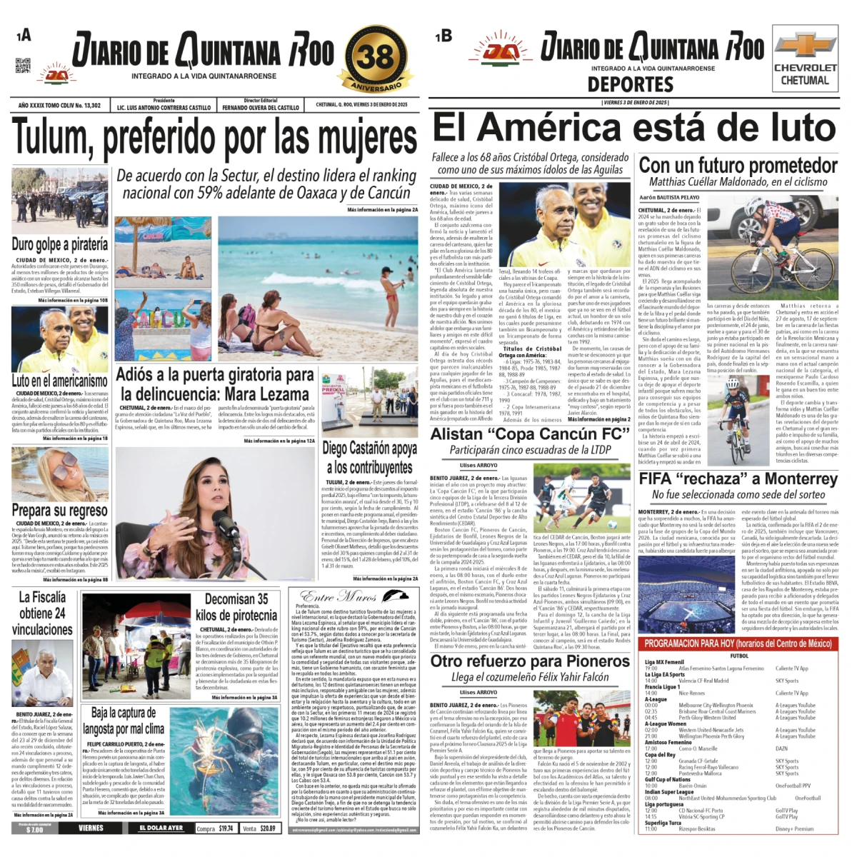 Portada de Diario de Quintana Roo