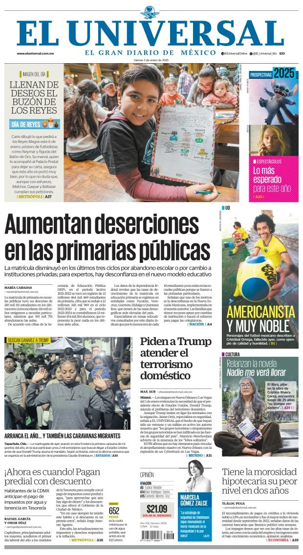 Portada de El Universal