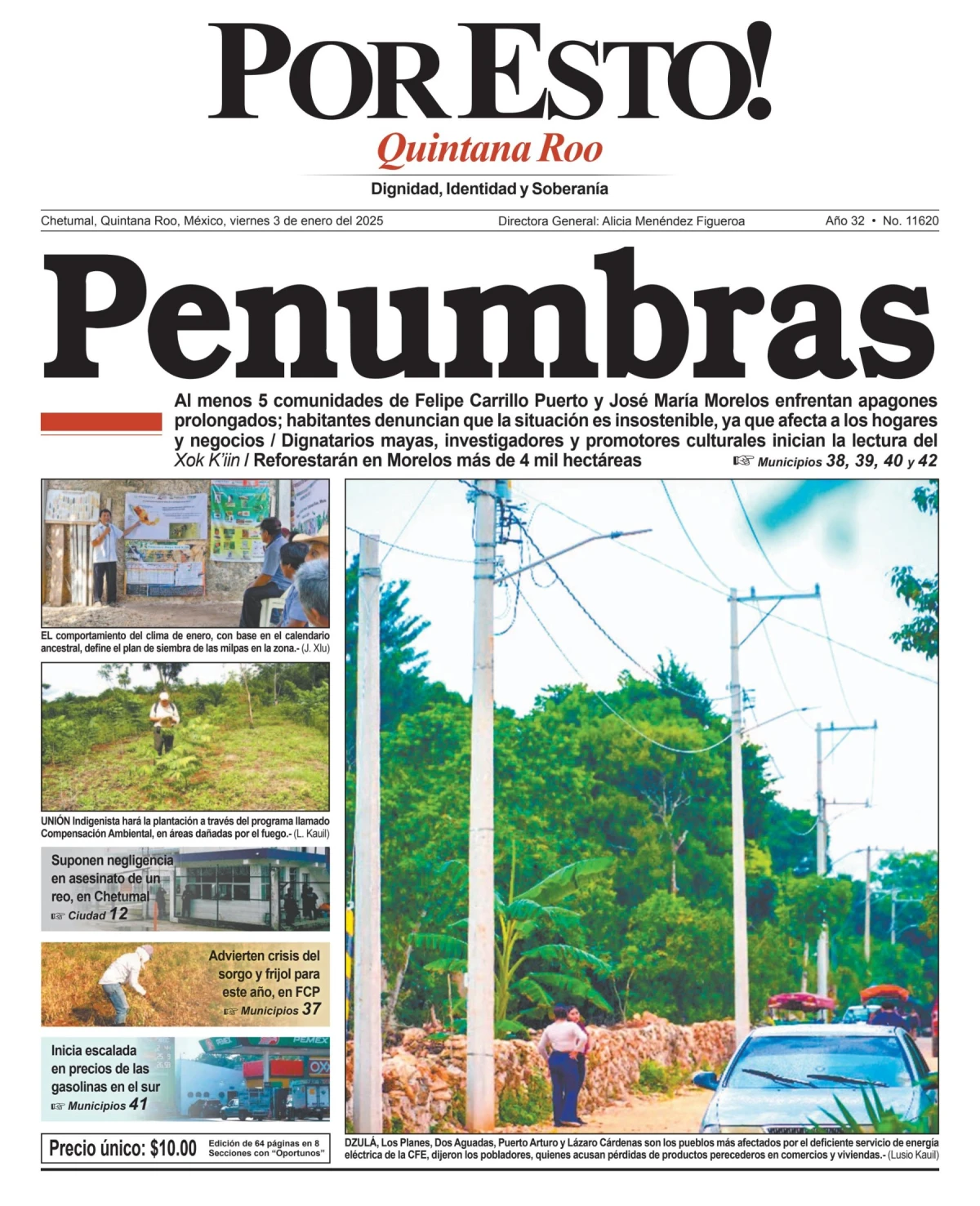 Portada de Por Esto (quintana Roo Chetumal) del viernes, 3 de enero de 2025