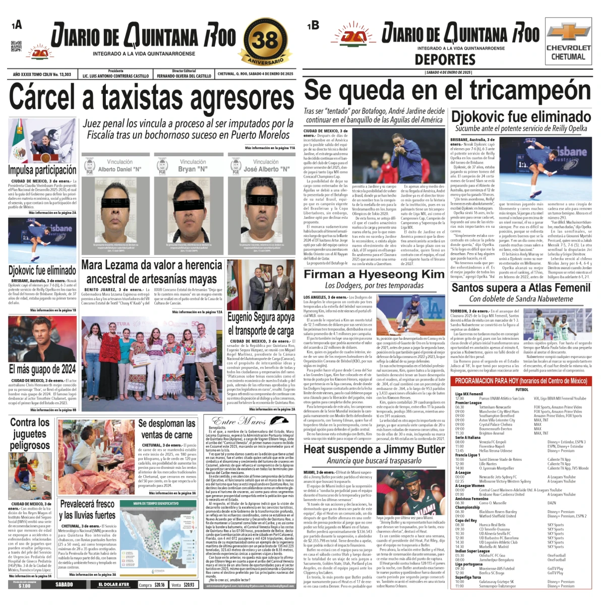 Portada de Diario de Quintana Roo
