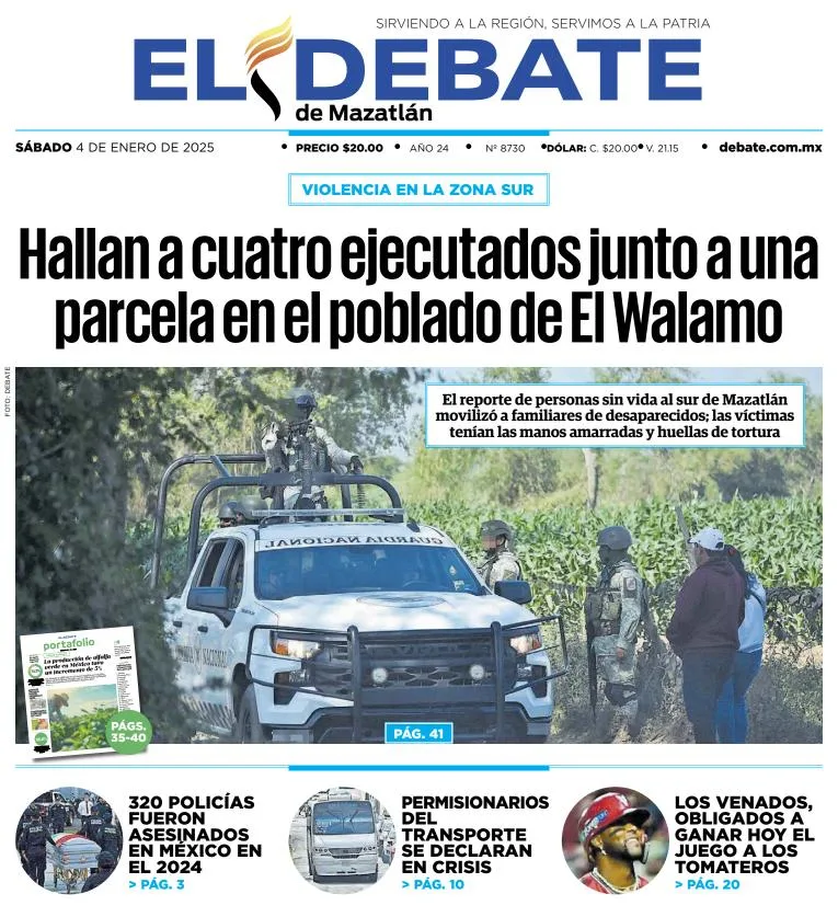Portada de El Debate de Mazatlán