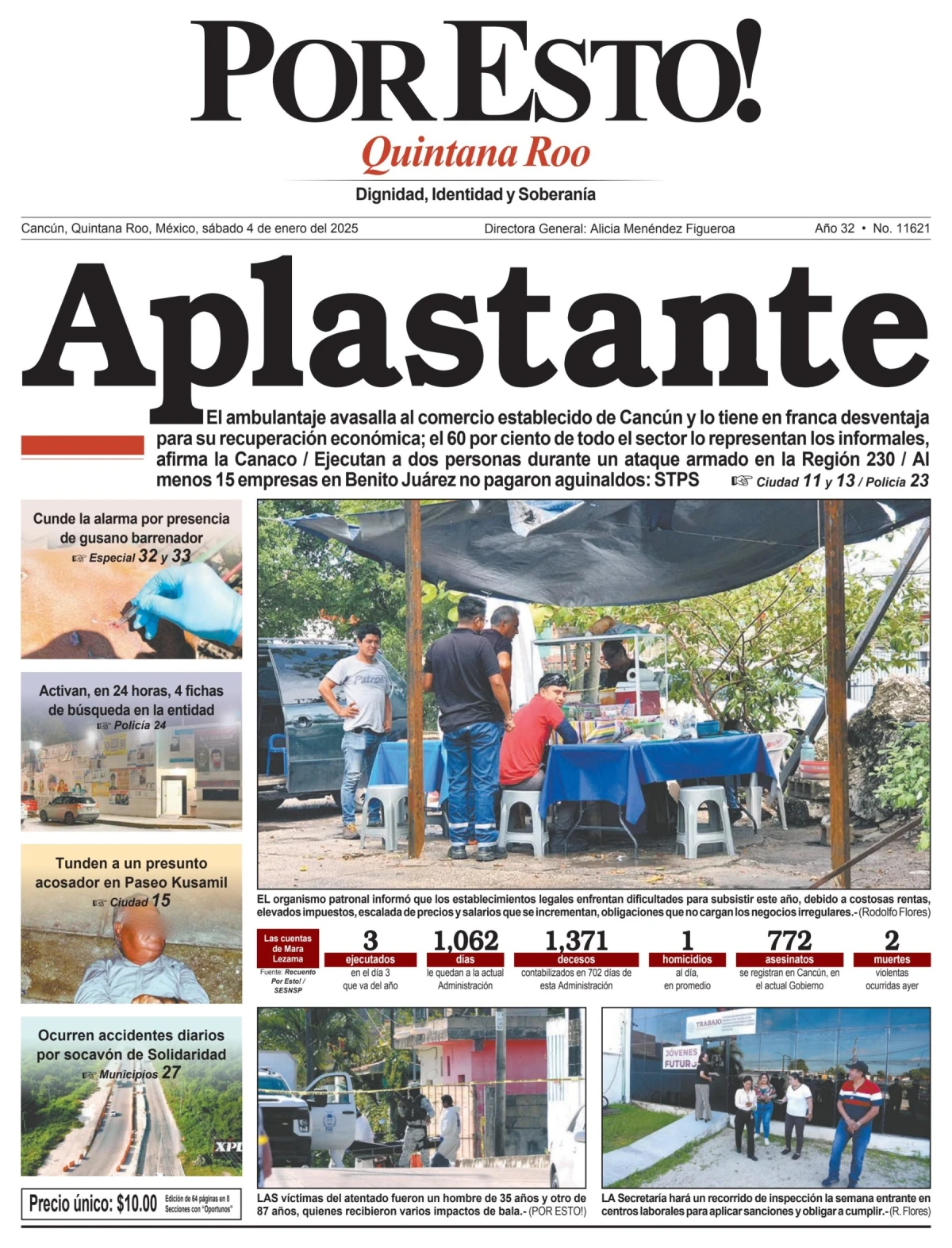 Portada de Por Esto (quintana Roo Cancun) del sábado, 4 de enero de 2025