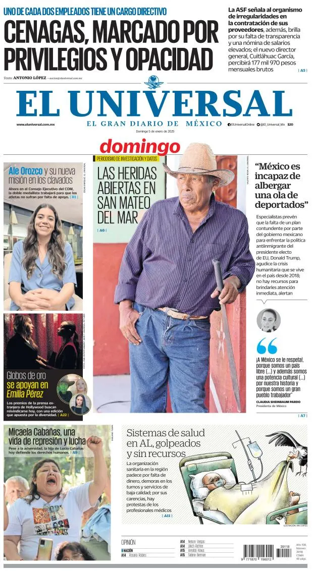 Portada de El Universal