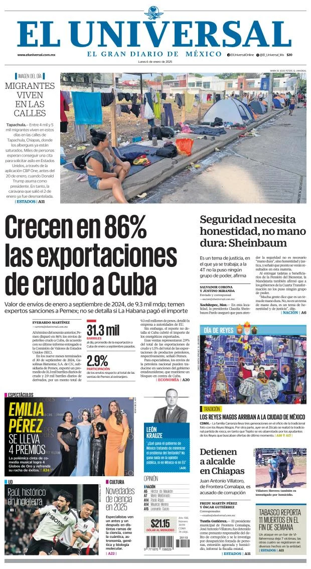 Portada de El Universal
