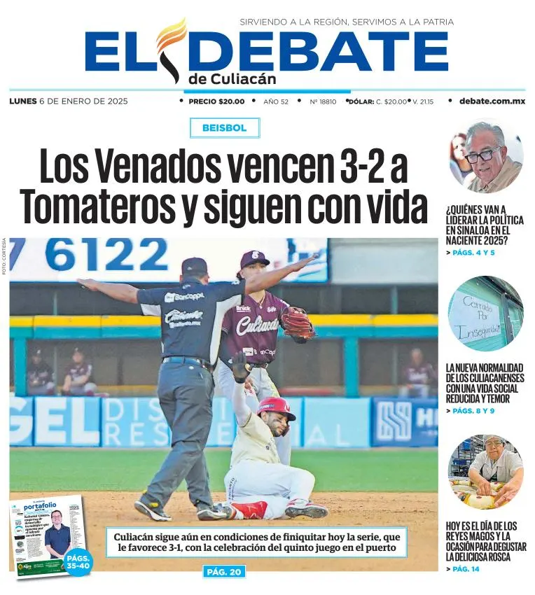 Portada de El Debate de Culiacán