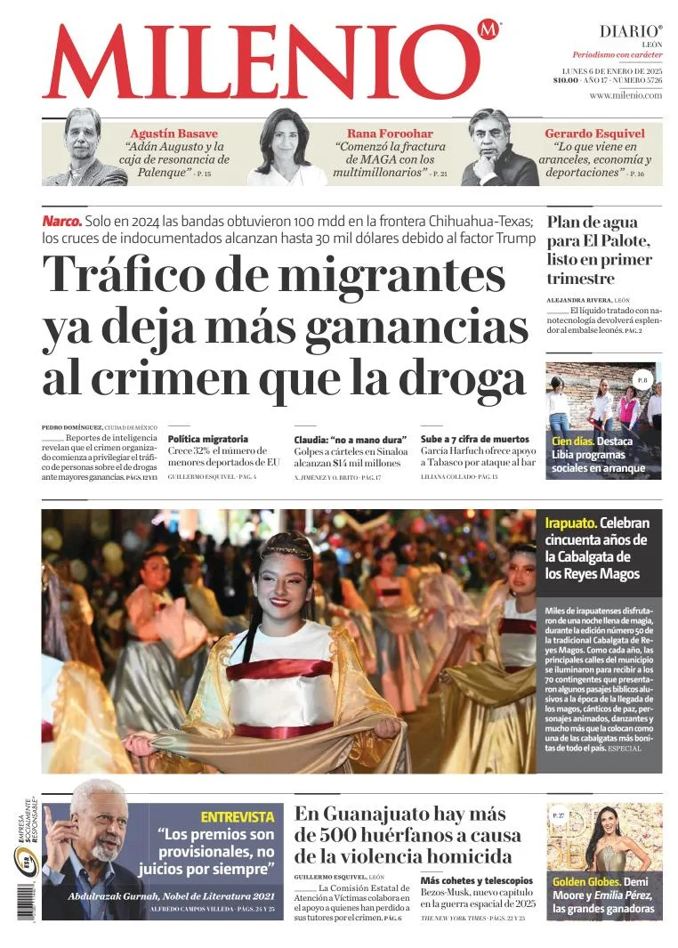 Portada de Milenio León del lunes, 6 de enero de 2025