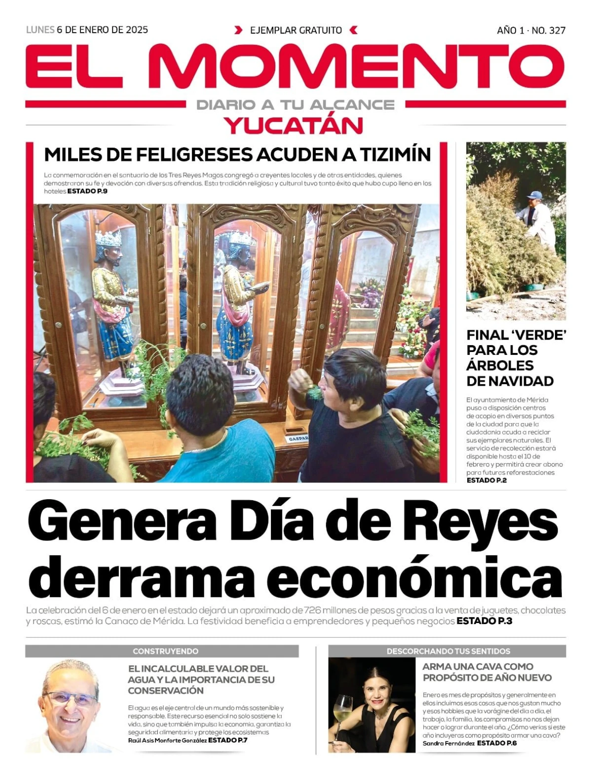 Portada de El Momento Yucatan del lunes, 6 de enero de 2025