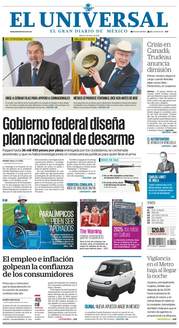 Portada de El Universal