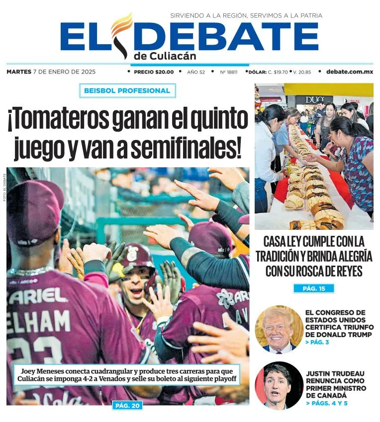 Portada de El Debate de Culiacán