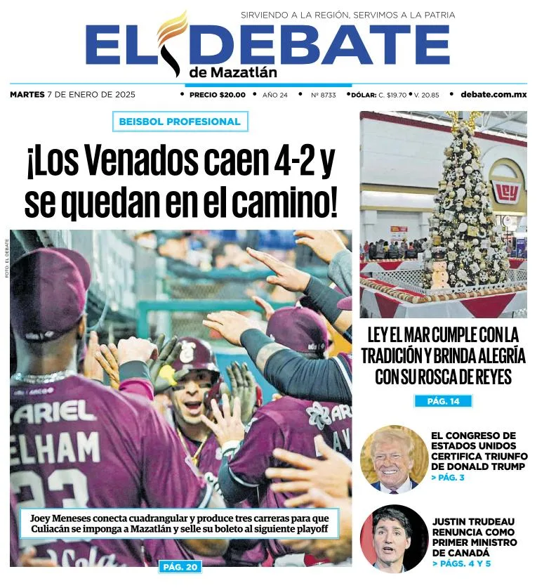 Portada de El Debate de Mazatlán