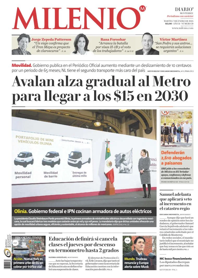 Portada de Milenio Monterrey