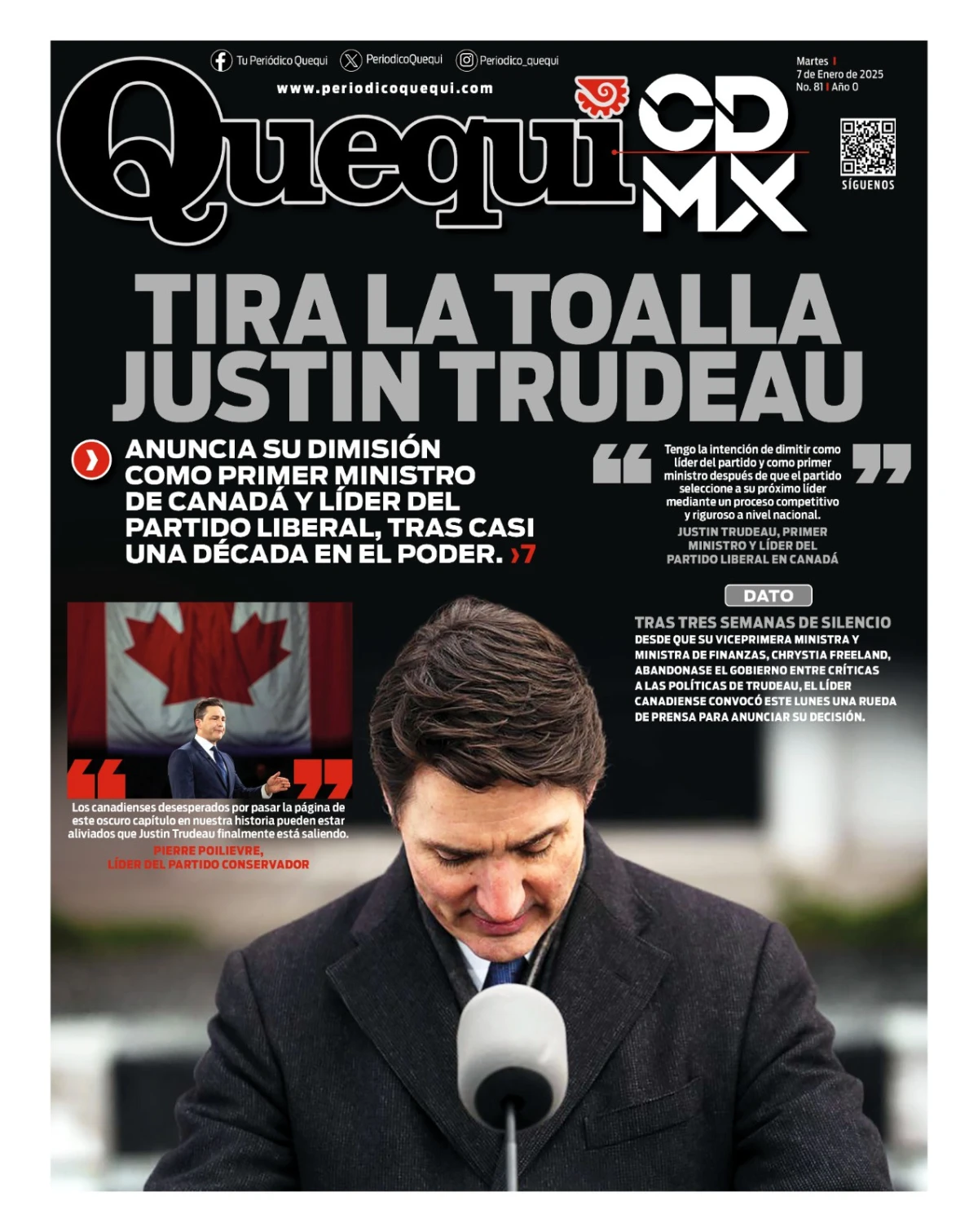 Portada de Quequi del martes, 7 de enero de 2025