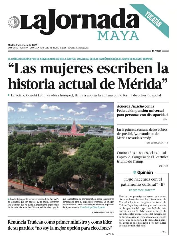 Portada de La Jornada Maya Yucatán del martes, 7 de enero de 2025