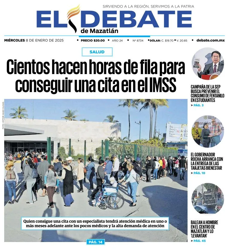 Portada de El Debate de Mazatlán
