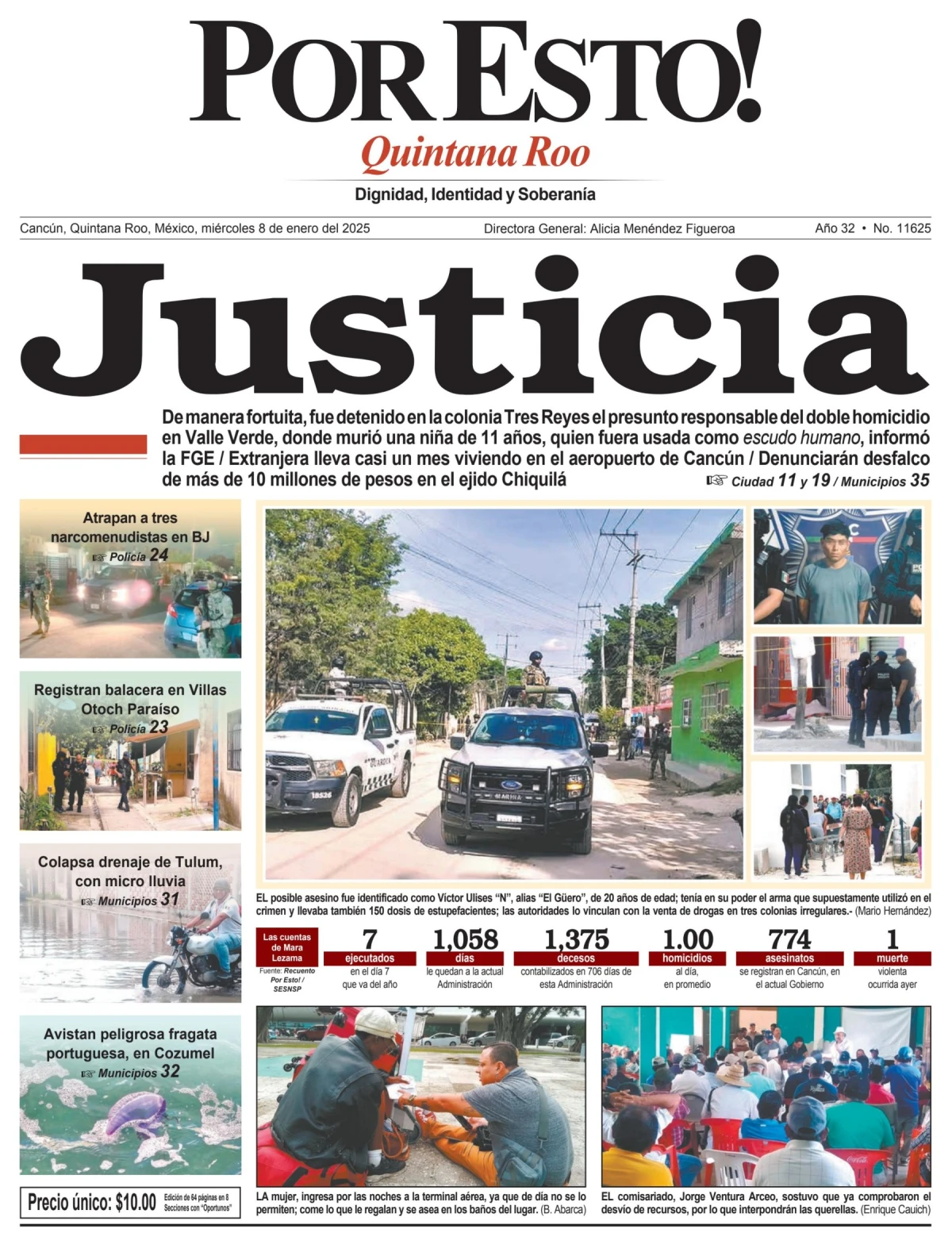 Portada de Por Esto (quintana Roo Cancun) del miércoles, 8 de enero de 2025