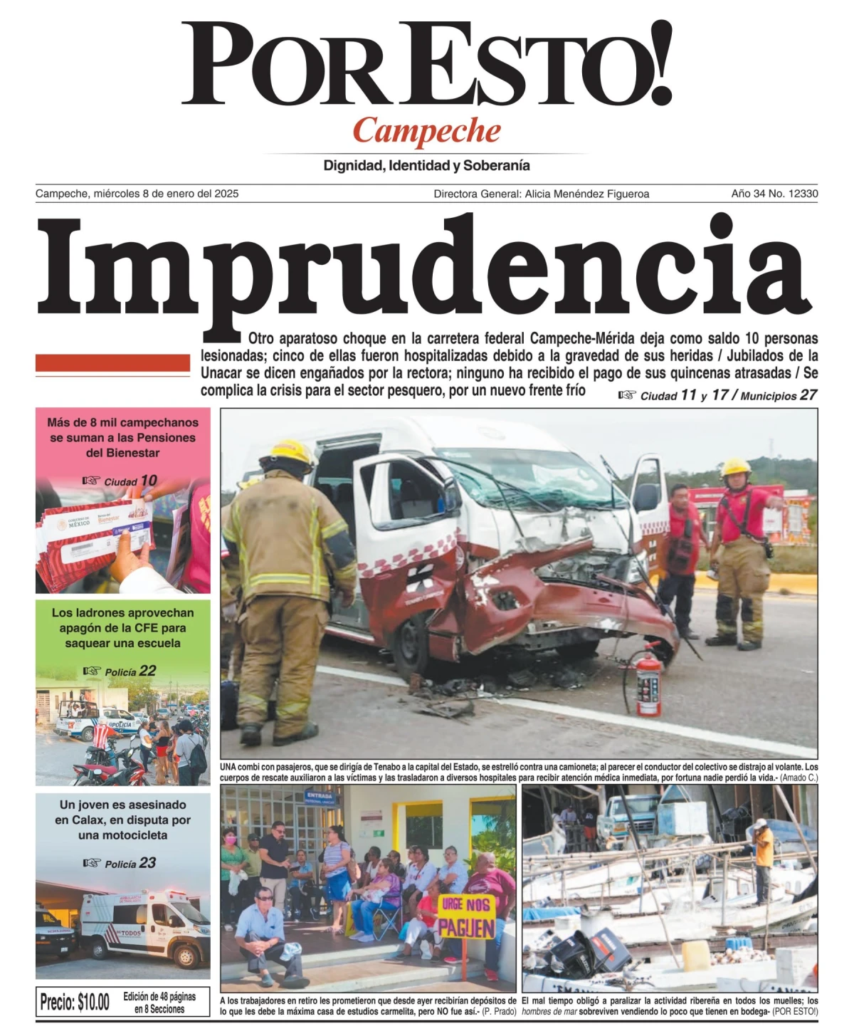 Portada de Por Esto (campeche) del miércoles, 8 de enero de 2025