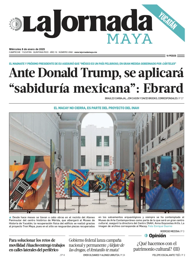 Portada de La Jornada Maya Yucatán del miércoles, 8 de enero de 2025