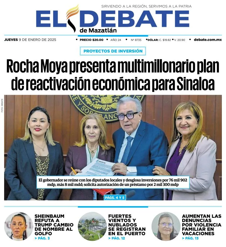 Portada de El Debate de Mazatlán
