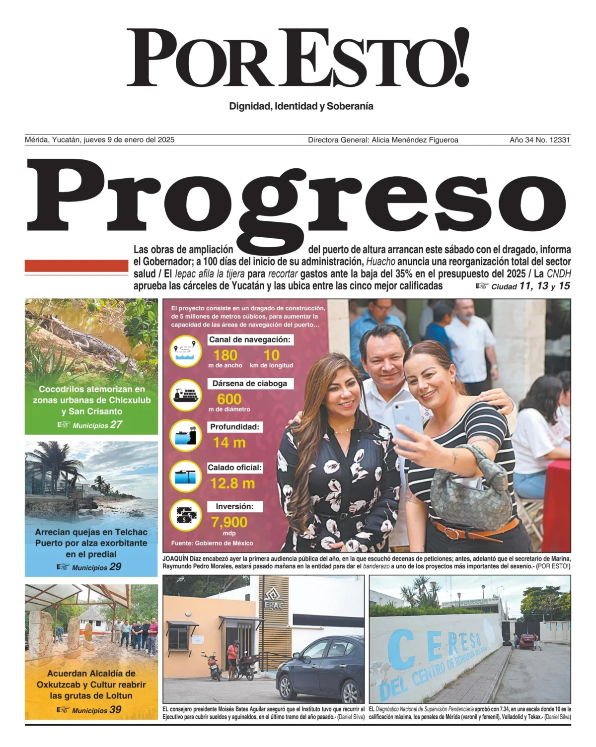Portada de Por Esto (merida, Yucatan) del jueves, 9 de enero de 2025