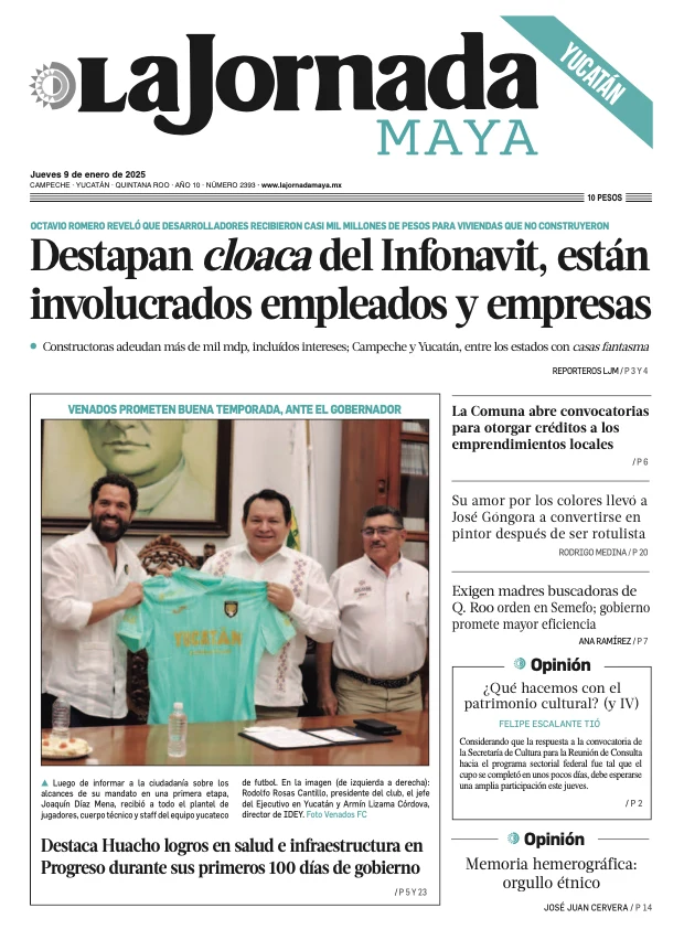 Portada de La Jornada Maya Yucatán del jueves, 9 de enero de 2025