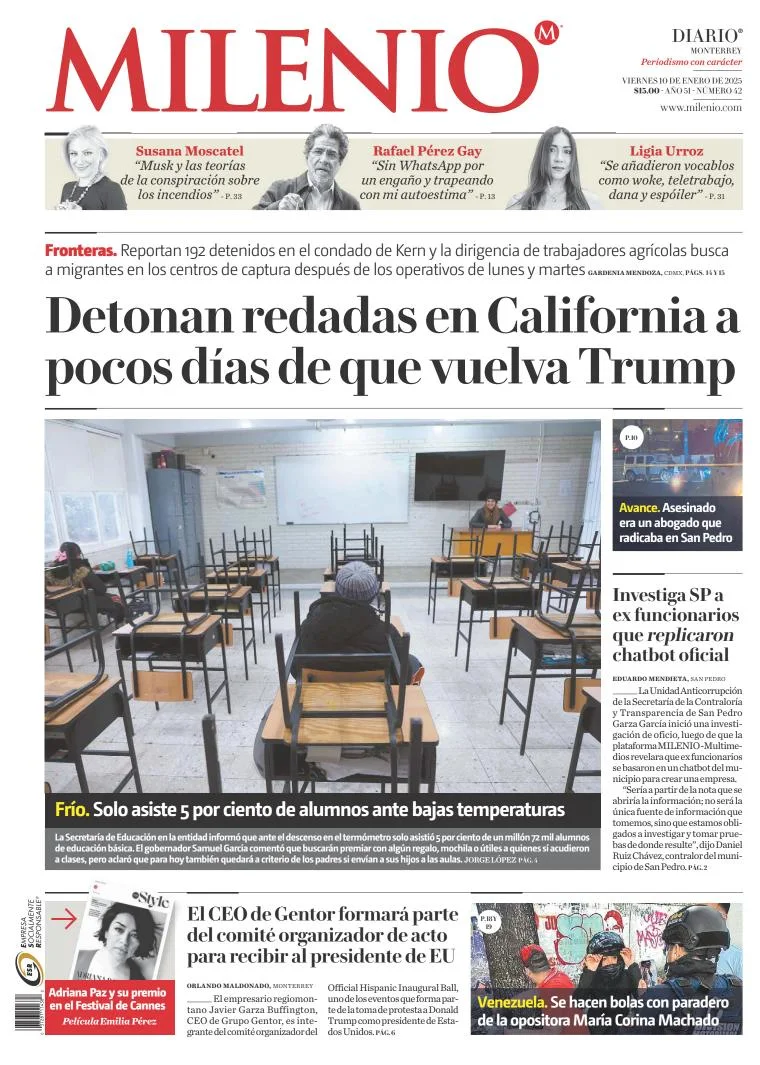 Portada de Milenio Monterrey
