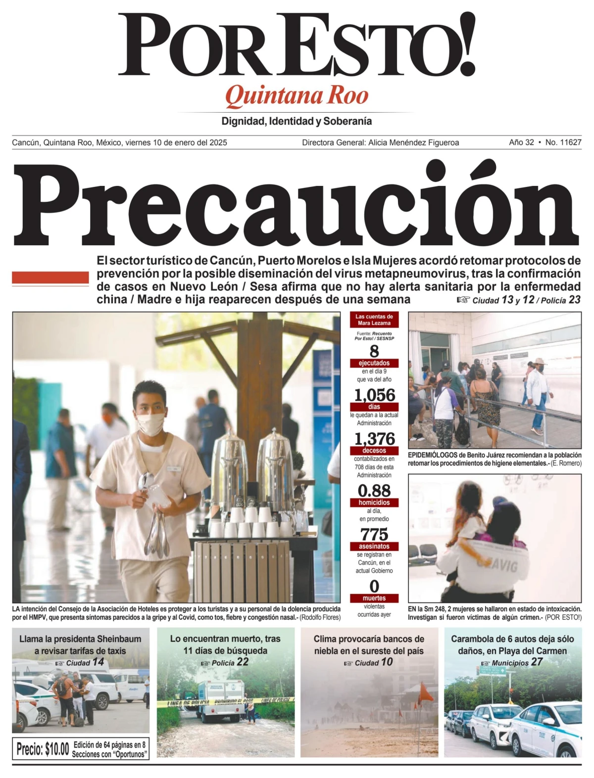 Portada de Por Esto (quintana Roo Cancun) del viernes, 10 de enero de 2025
