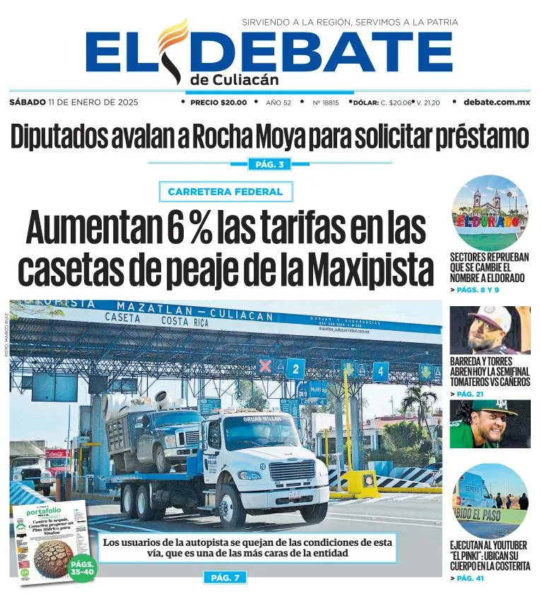 Portada de El Debate de Culiacán