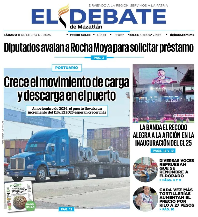 Portada de El Debate de Mazatlán