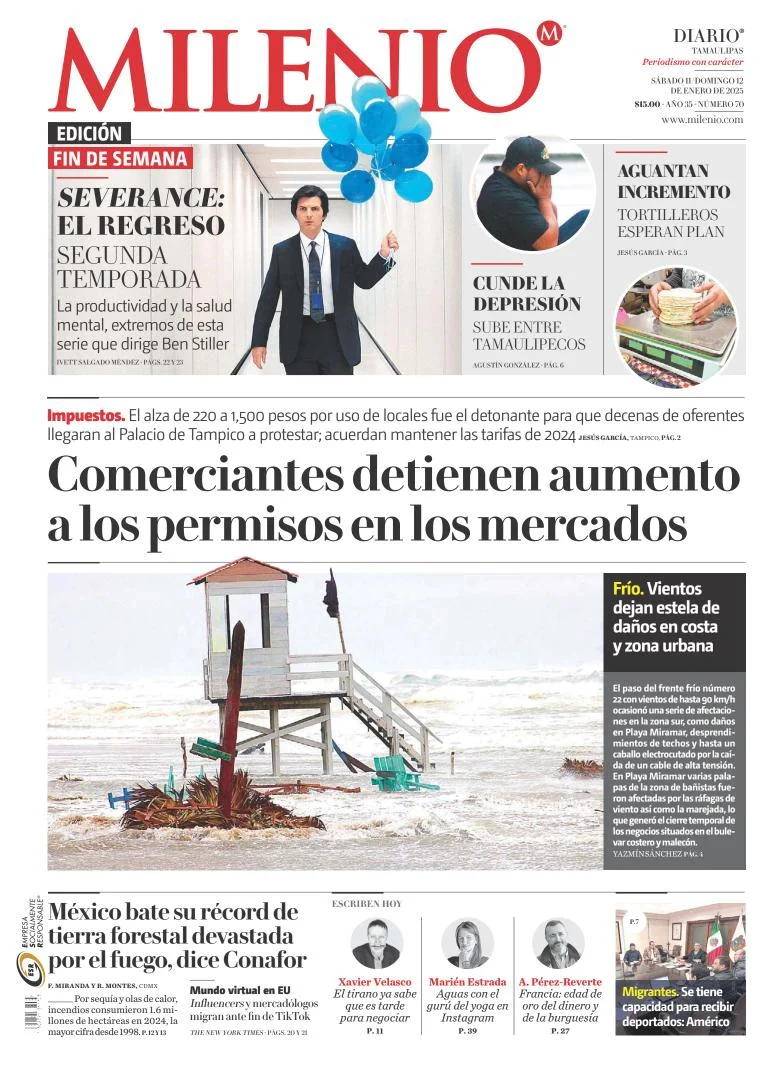 Portada de Milenio Tamaulipas del sábado, 11 de enero de 2025