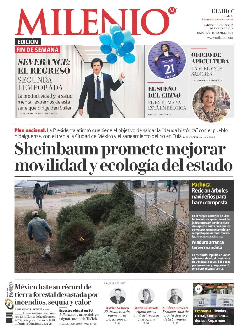 Portada de Milenio Hidalgo del sábado, 11 de enero de 2025