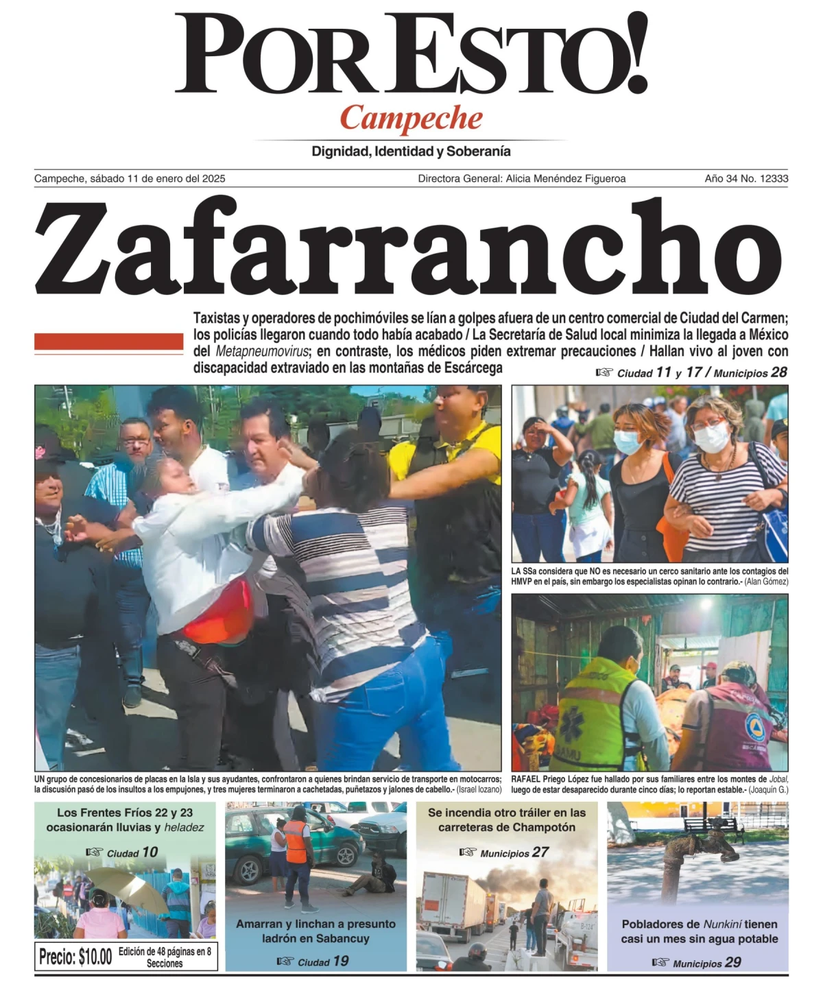Portada de Por Esto (campeche) del sábado, 11 de enero de 2025