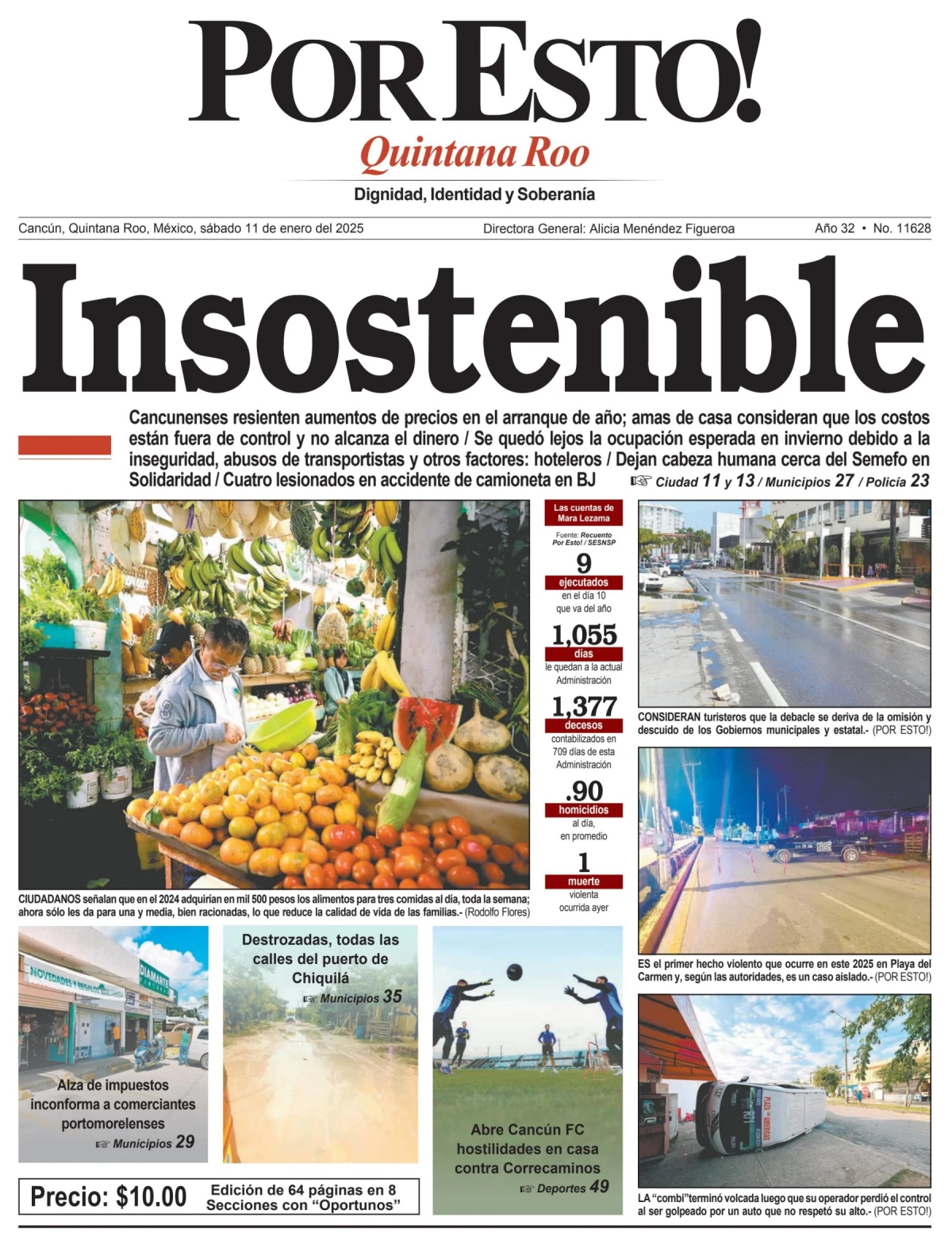 Portada de Por Esto (quintana Roo Cancun) del sábado, 11 de enero de 2025