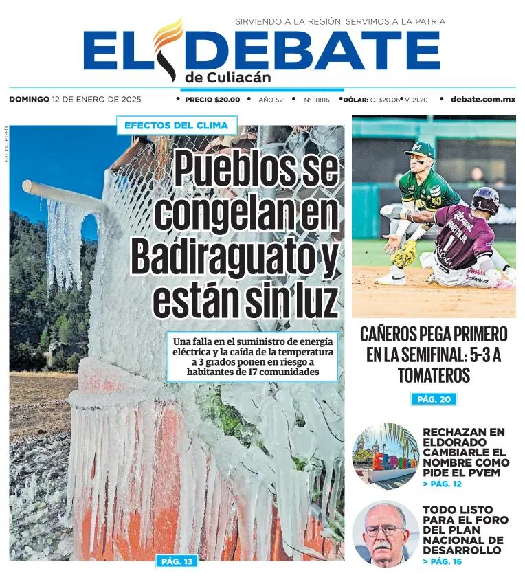 Portada de El Debate de Culiacán