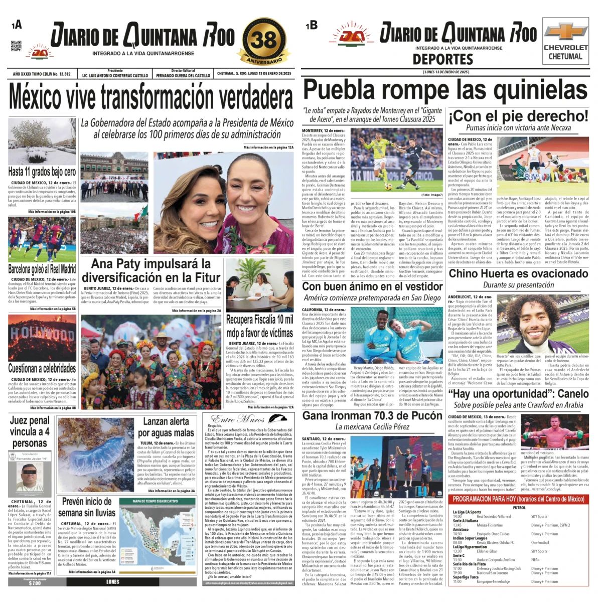 Portada de Diario de Quintana Roo