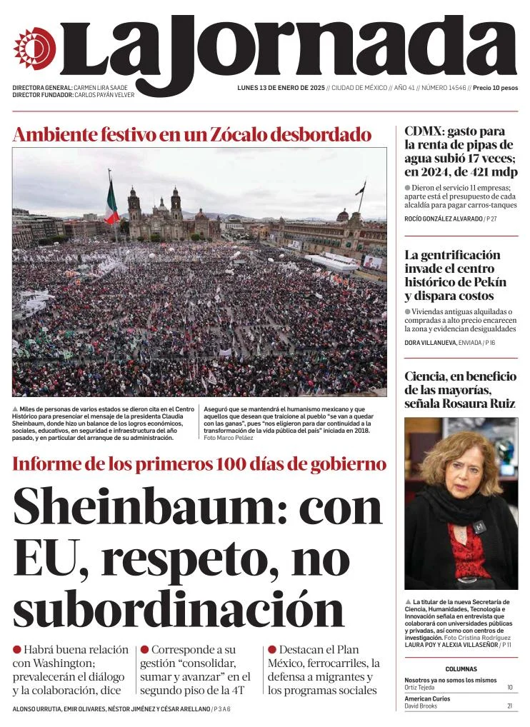 Portada de La Jornada