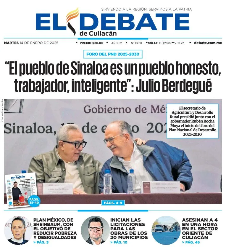 Portada de El Debate de Culiacán