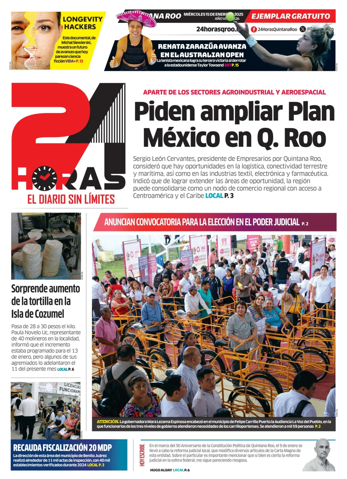 Portada de 24 Horas Quintana Roo