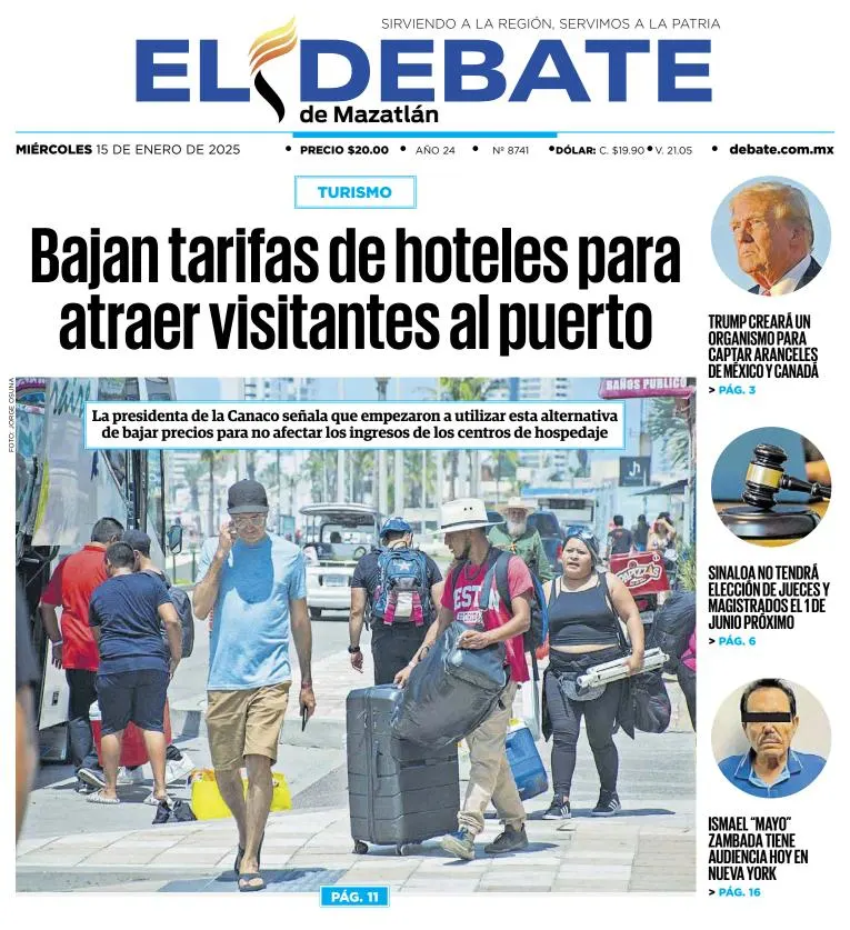 Portada de El Debate de Mazatlán