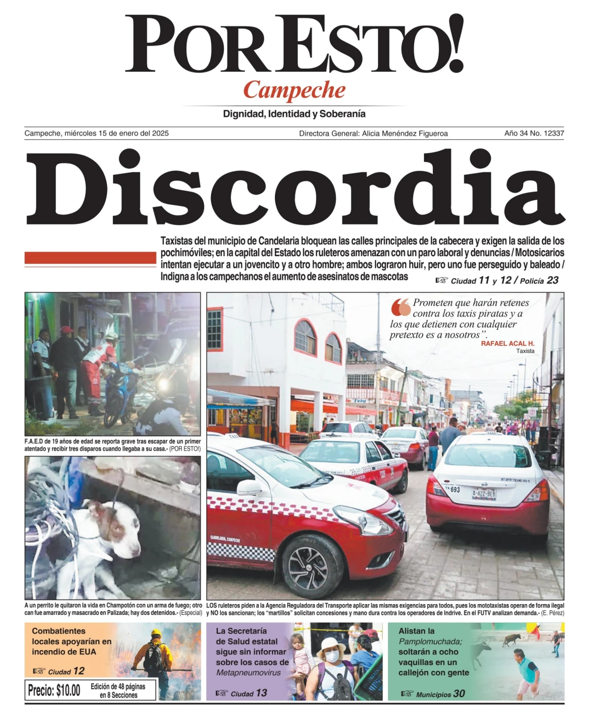 Portada de Por Esto (campeche) del miércoles, 15 de enero de 2025