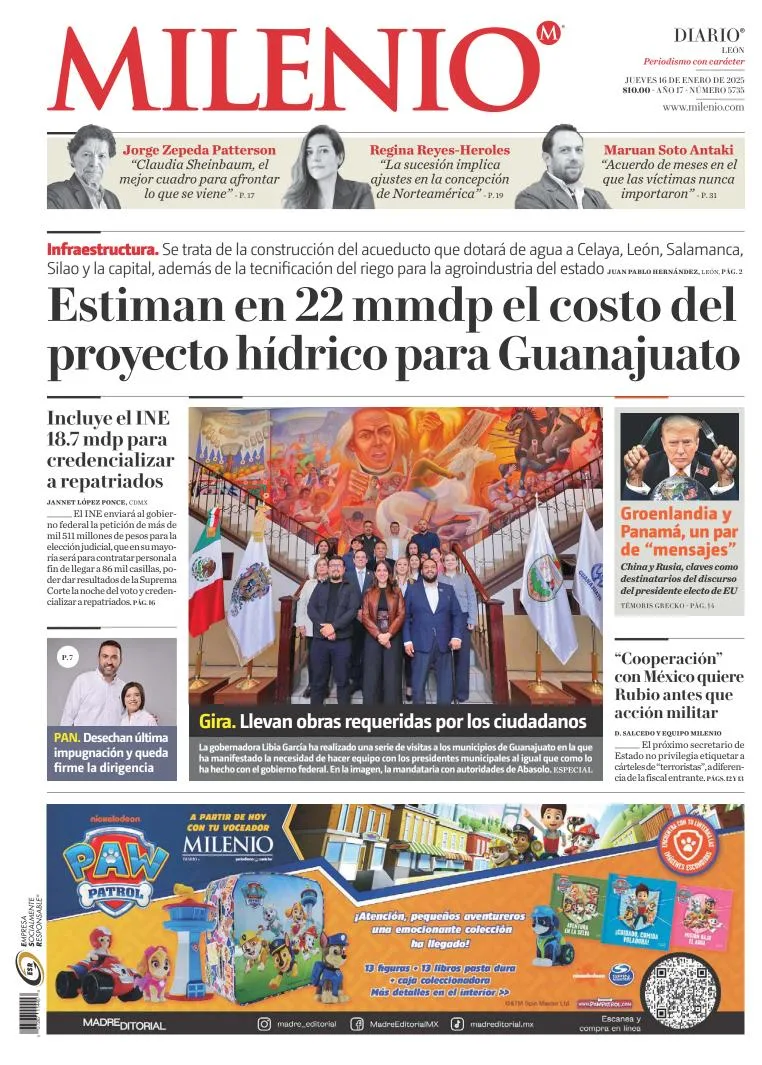 Portada de Milenio León del jueves, 16 de enero de 2025