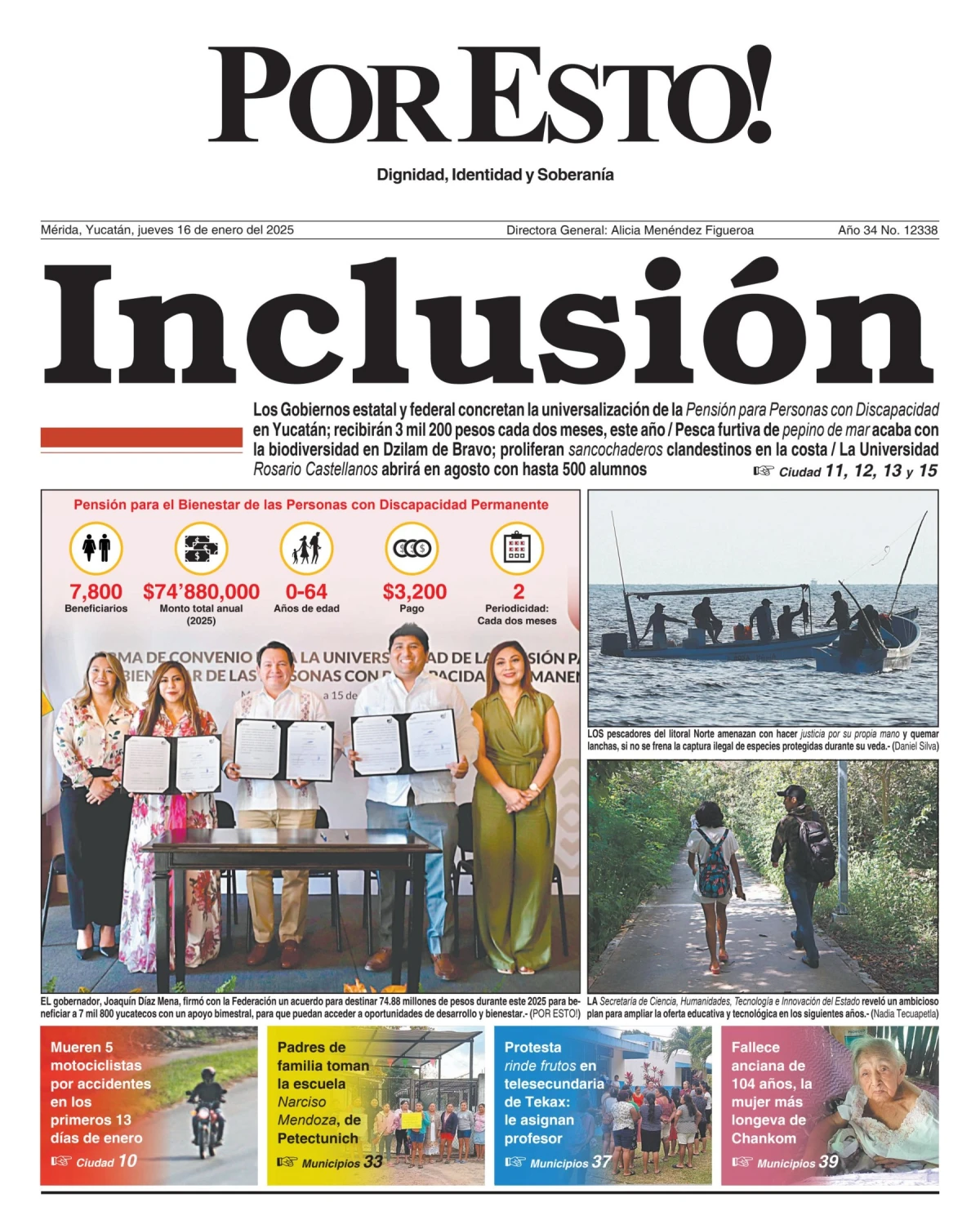 Portada de Por Esto (merida, Yucatan) del jueves, 16 de enero de 2025